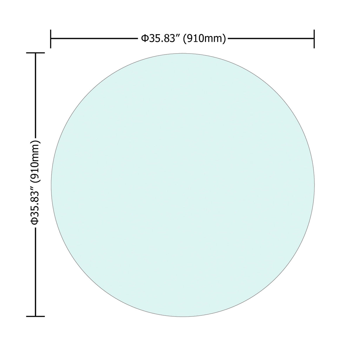 36" Round Tempered Glass Table Top Clear Glass 1 / 4" Thick Flat Polished Edge - Transparent