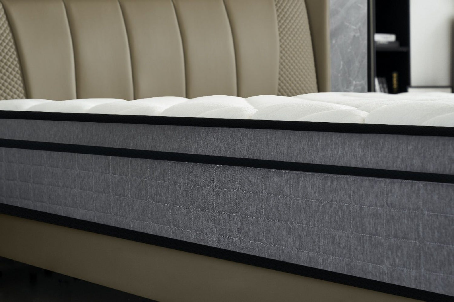 12" King Hybrid Mattress A Box, Pillow Top Bed Cushion With Gel Infused Memory Foam, Breathable And Hypoallergenic, Medium Firm For Lumbar Support - White / Gray