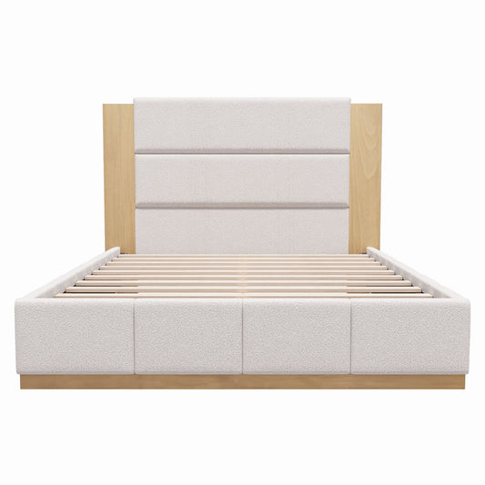 Modern Upholstered Platform Bed With Extended Headboard