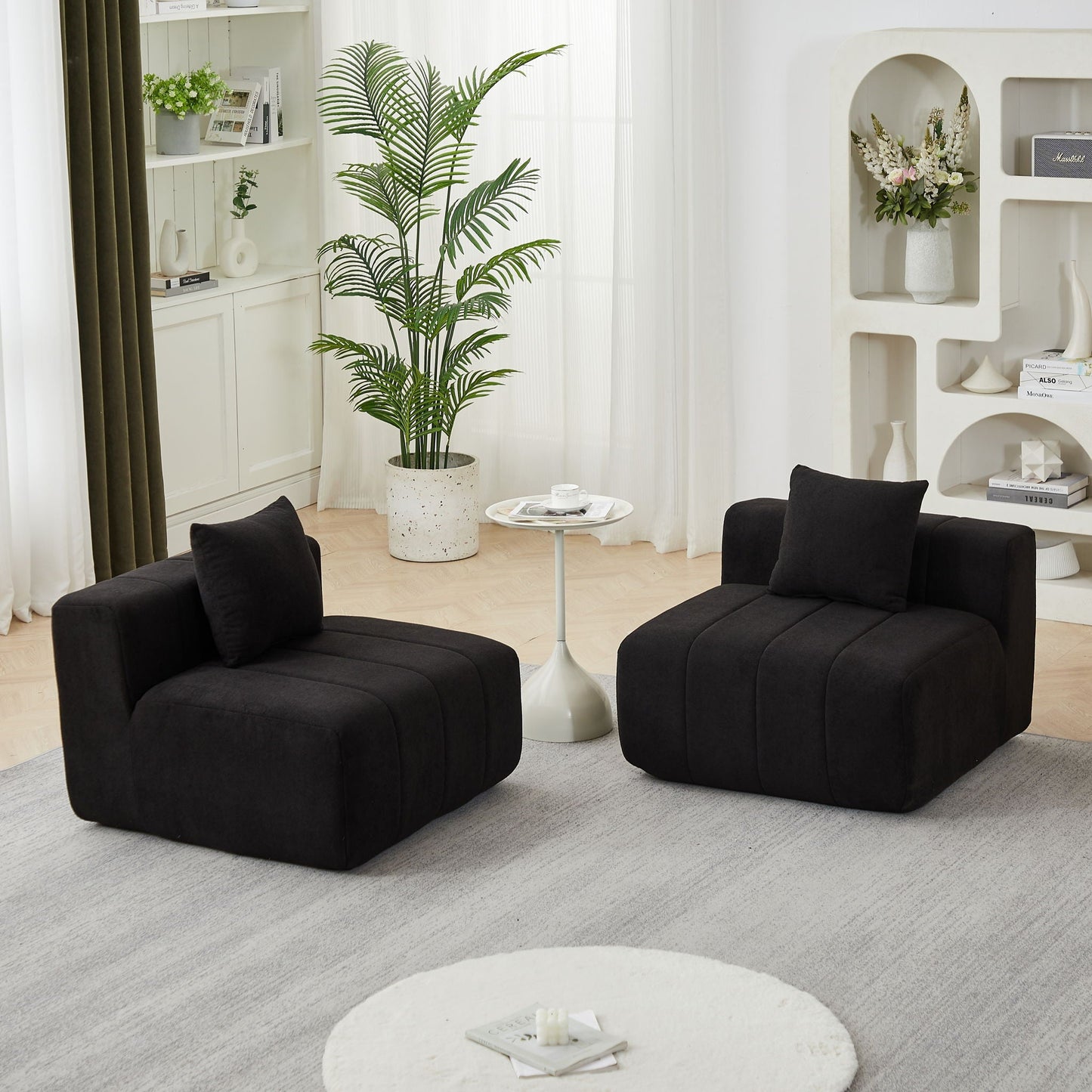 Modular Sectional Sofa With 2 Pillows, Symmetrical Design