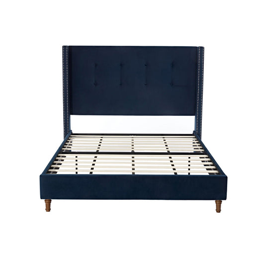 Peyton - Upholstered Bed With 54" High Headboard, Traditional Hand Buttoned Tufting