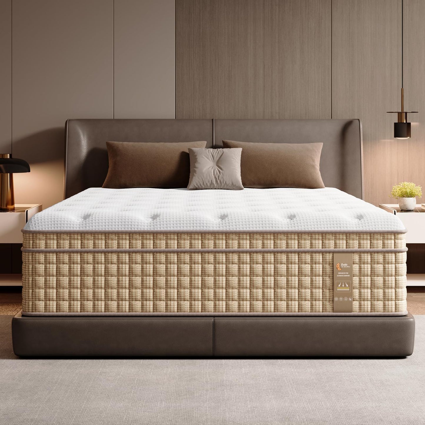 12" King Hybrid Mattress With Innersprings & Gel Memory Foam - Beige / White