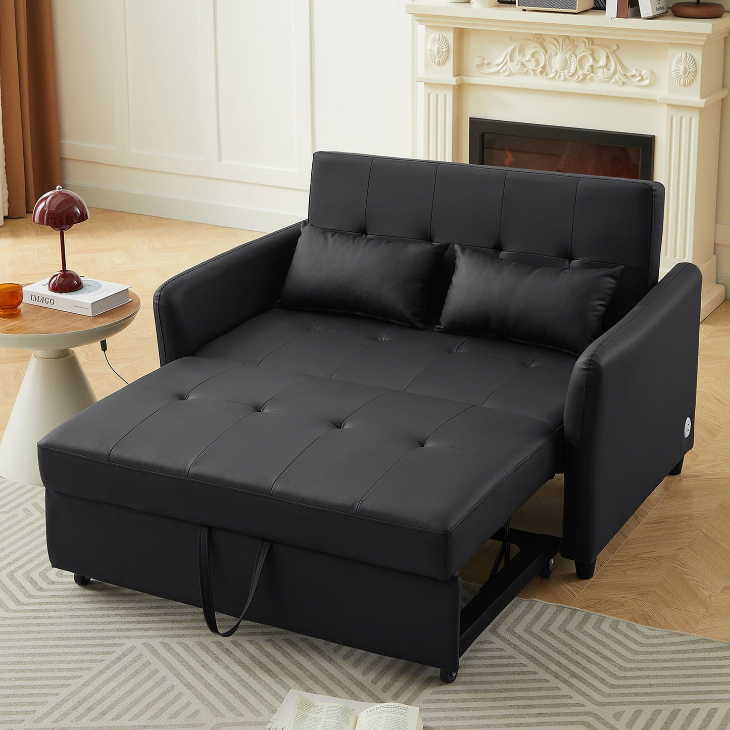 Convertible Sleeper Sofa Bed With 3 USB Ports