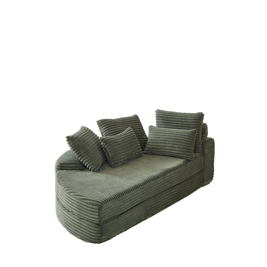 Semi Circular 2 In 1 Sofa Bed With Neck Pillow And Throw Pillows