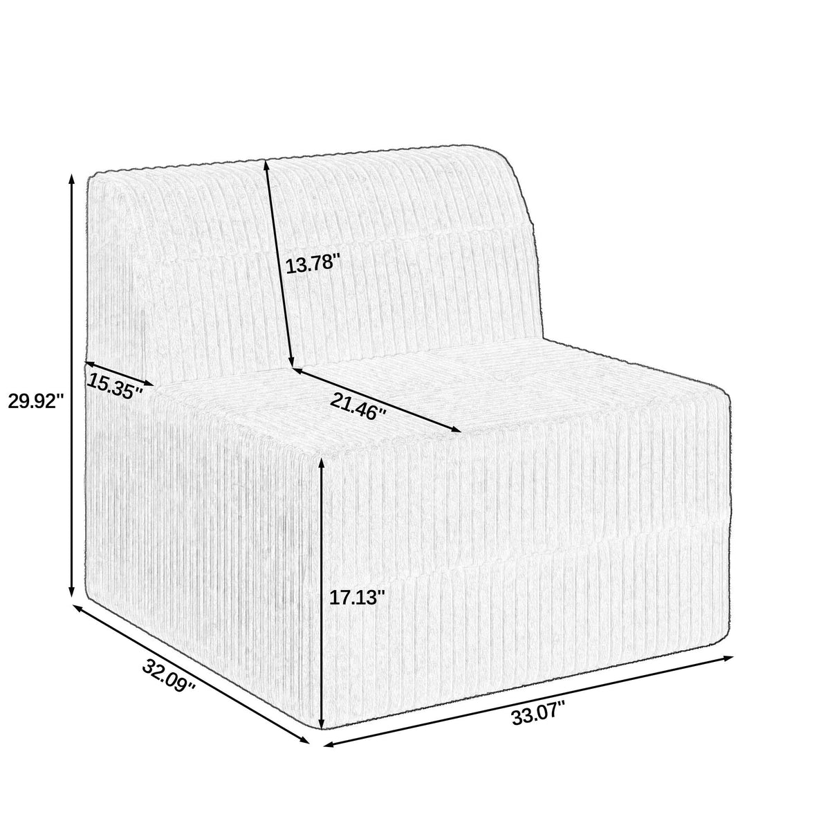 Modern Minimalist Sleeper Sofa, Compressed Sectional Single Seat