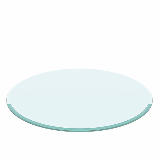 24" Round Tempered Glass Table Top Clear Glass Beveled Polished Edge