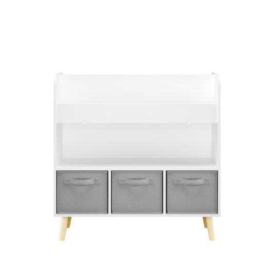Bookshelf With 3 Bins, Storage Shelf For Toys And Books