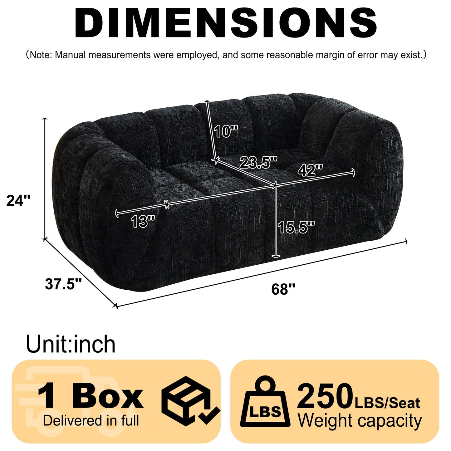 Quilted Cloud Sofa With Rounded Armrests And Piano Key Backrest Design