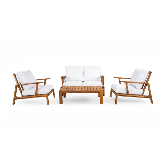4 Piece Outdoor Sofa Set With Cushions And Coffee Table