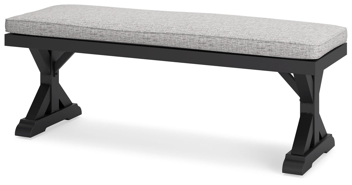 Beachcroft - Bench With Cushion - Black / Light Gray