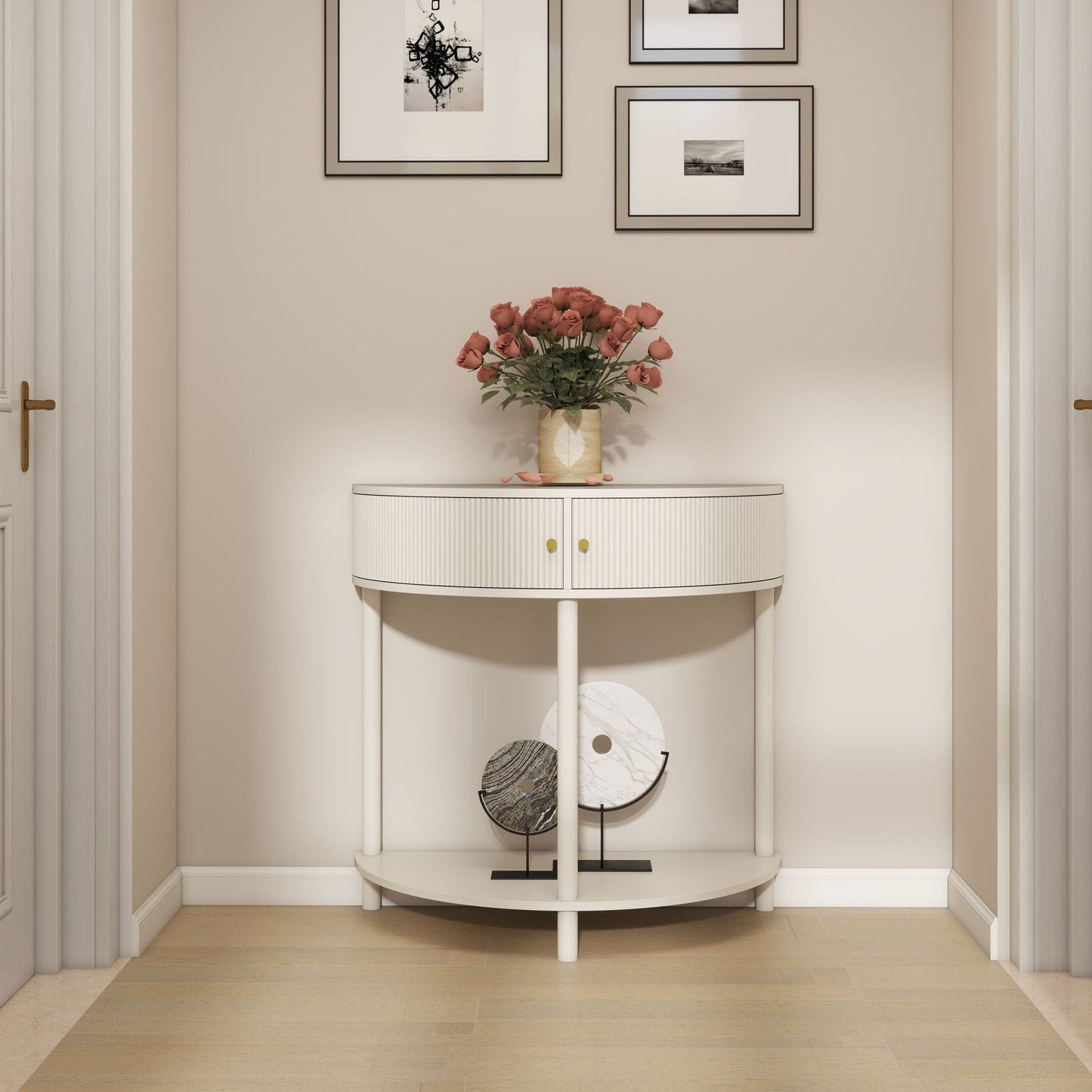 Demi Lune - Console Table With 2 Storage Drawers