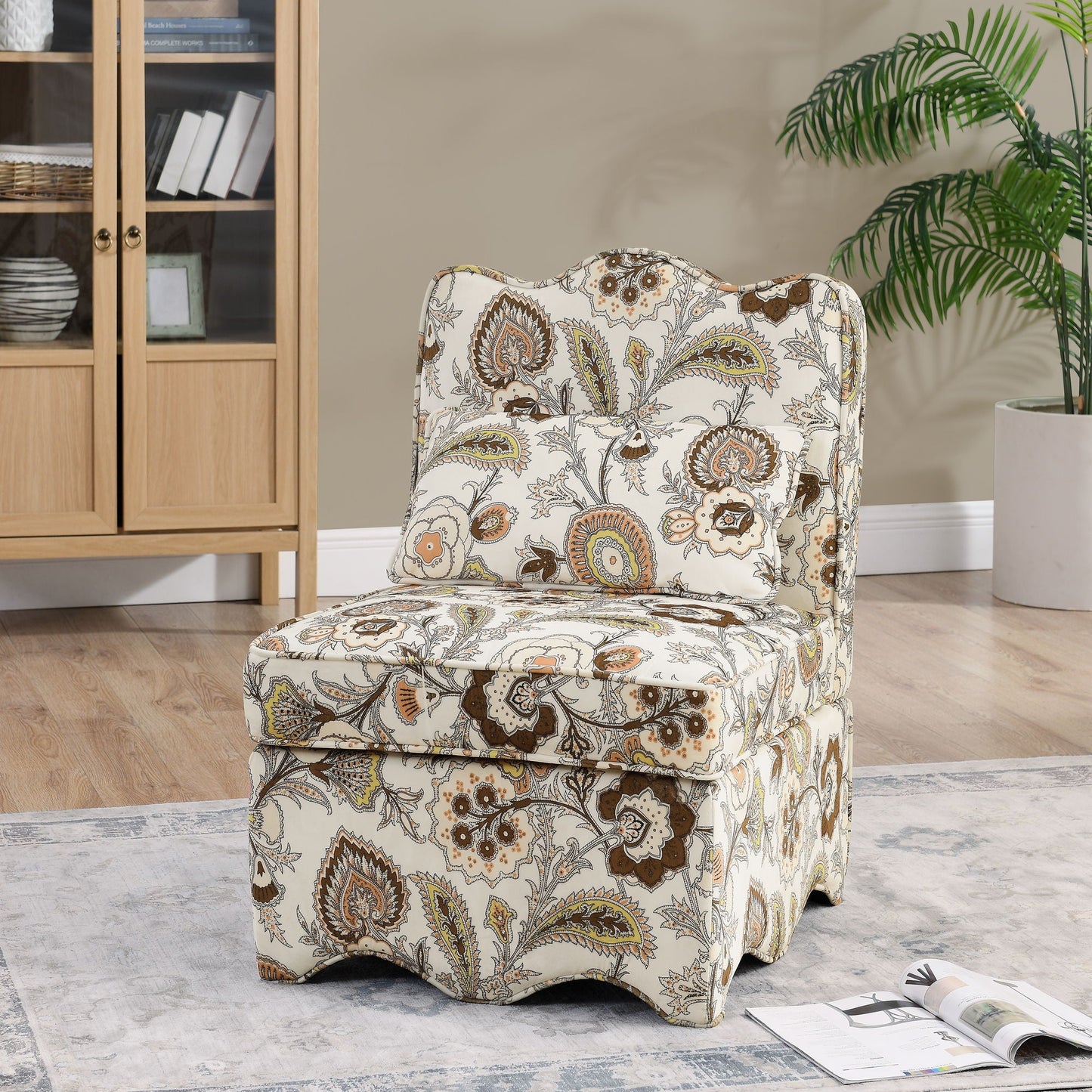 Stylish Flannel Dining Chair With Soft Cushion And Backrest