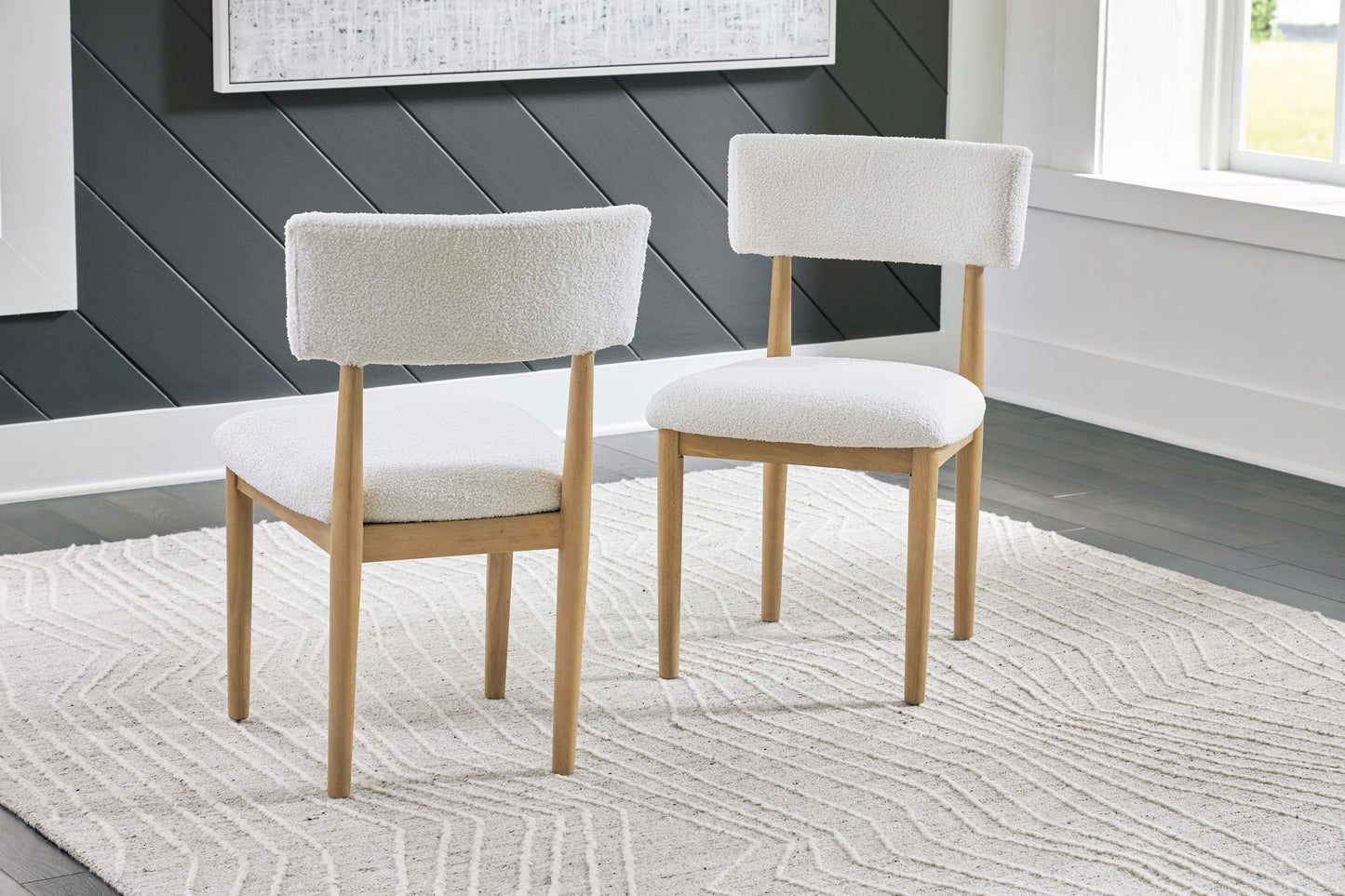 Sawdyn - Dining Upholstered Side Chair (Set of 2) - White / Light Brown