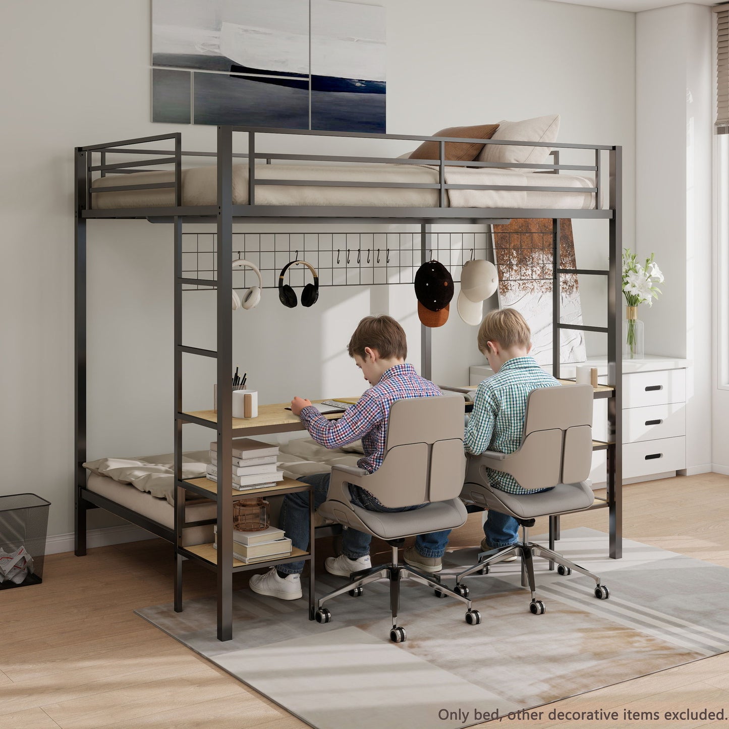 Ethan - Bunk Bed With Desk, Charging Station, Storage Shelves
