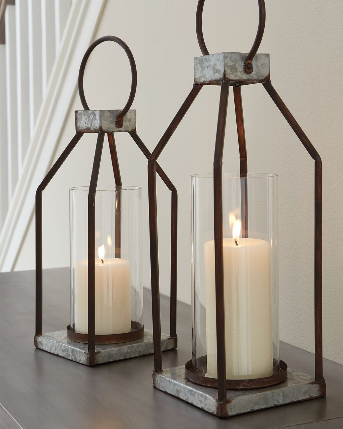 Diedrick - Indoor/Outdoor Lantern Set (Set of 2) - Gray / Black