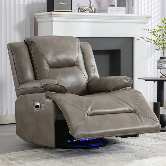 360° Swivel And Rocking Home Theater Recliner Manual Recliner Chair With A LED Light Strip For Living Room