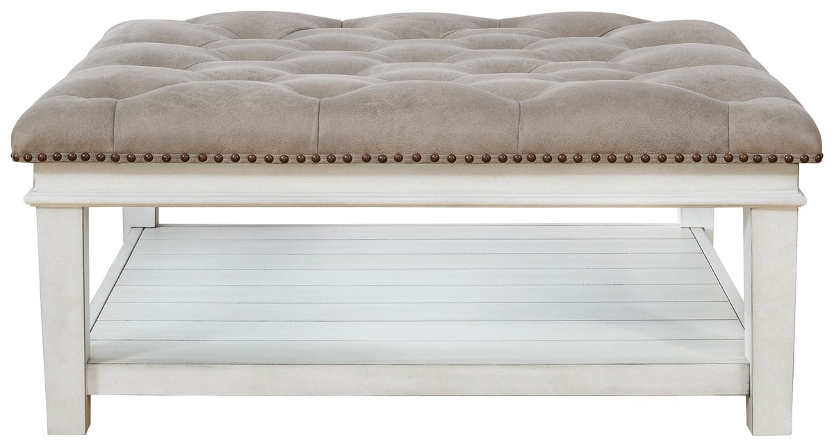 Kanwyn - Uph Ottoman Cocktail Table - Whitewash