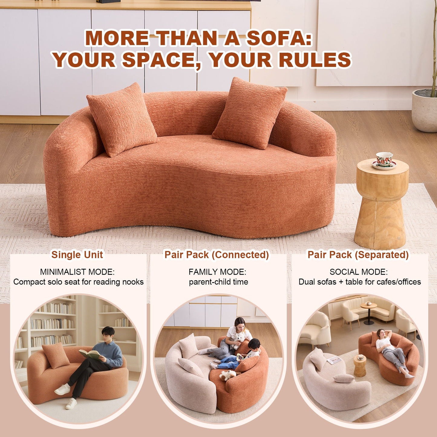 Tai Chi - Curved Dual Depth Loveseat