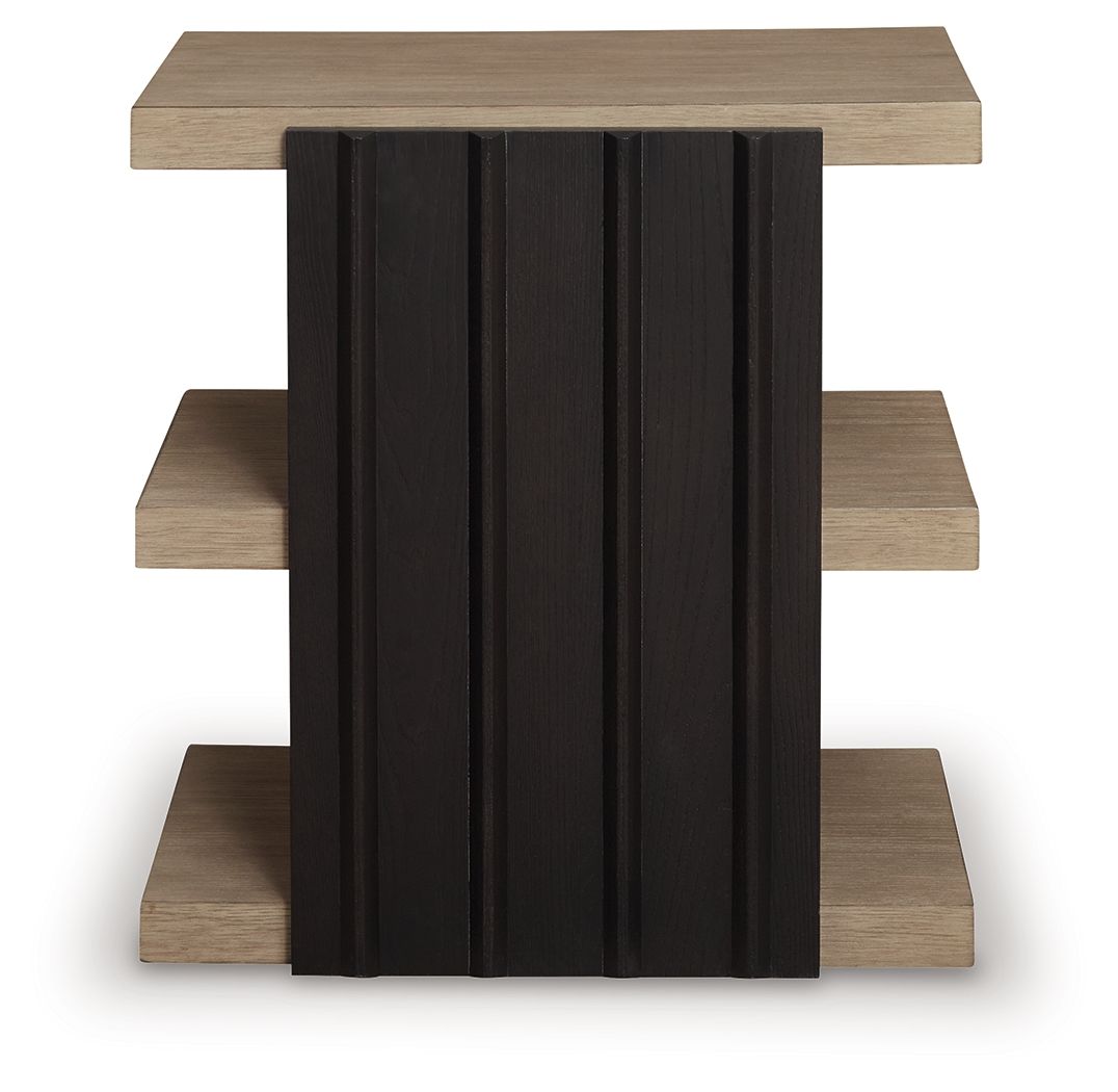 Rylandyn - Rectangular End Table - Black / Light Brown