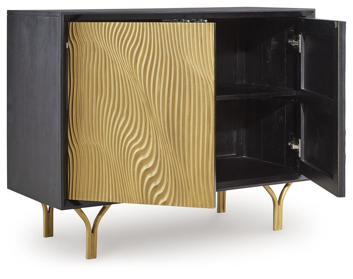 Tayner - Accent Cabinet - Black / Gold Finish