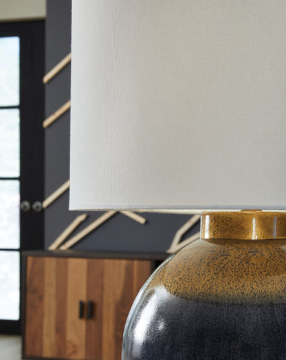 Adara - Metal Table Lamp - Blue / Gold Finish