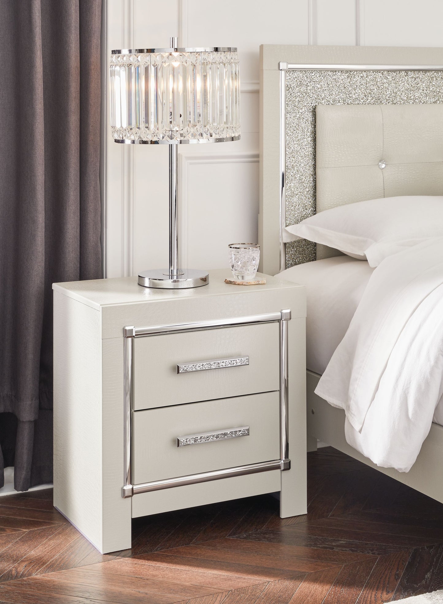 Zyniden - Silver - Two Drawer Night Stand