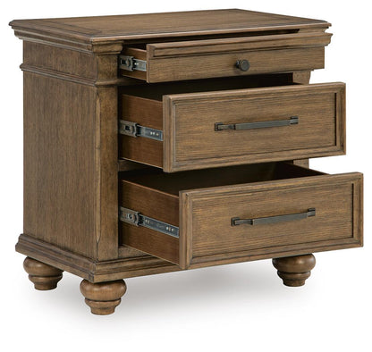 Karallin - Three Drawer Night Stand - Medium Brown