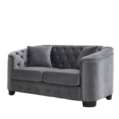 Modern Chesterfield Sofa With Tufted Backrest For Living Room