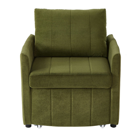 Upholstered Convertible Sleeper Sofa With 5 Position Backrest, Side Pockets, Storage