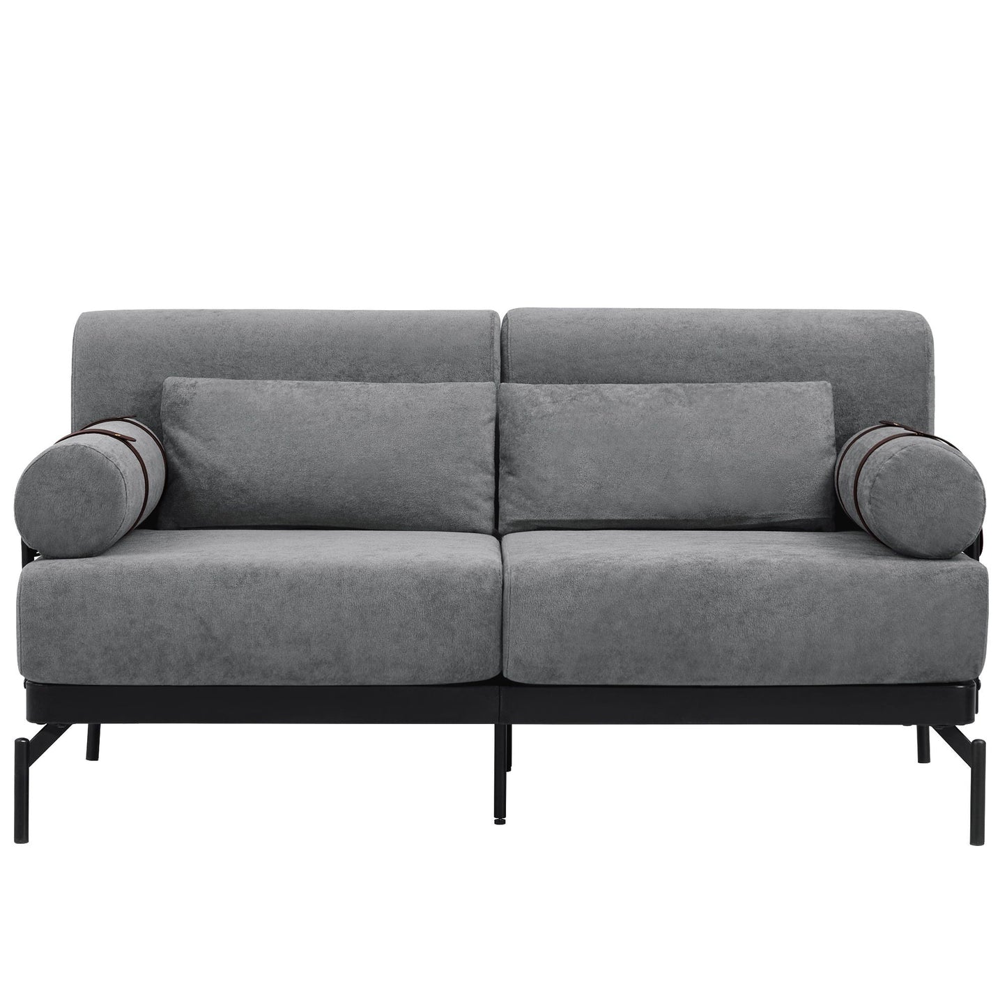 Modern Loveseat Sofa 2 Seater With USB Ports, Cylindrical Armrests