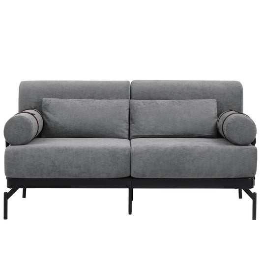 Modern Loveseat Sofa 2 Seater With USB Ports, Cylindrical Armrests