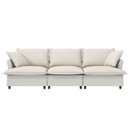 3 Seat Sofa Module For Modular Sectional Wide Seat Cloud Couch With Throw Pillows Upholstered - Beige