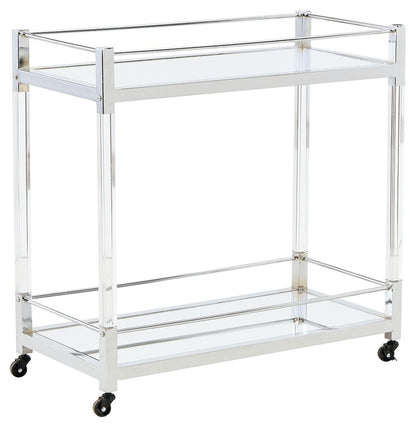 Chaseton - Bar Cart - Clear / Silver Finish