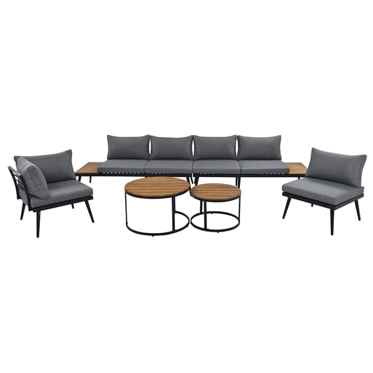 Modern Outdoor Sectional Sofa Set With Nesting Coffee Tables