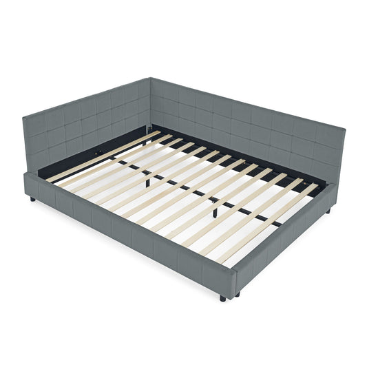 Elegant Storage Upholstered Tufted Bed Frame With Backrest And Armrests