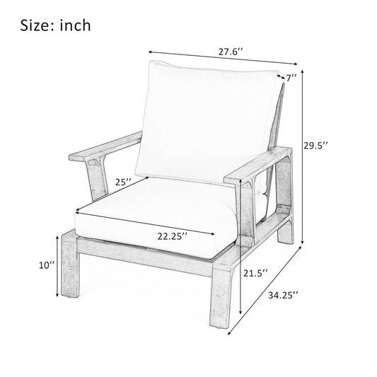 Outdoor Accent Lounge Chair For Patios - Beige / Dark Brown