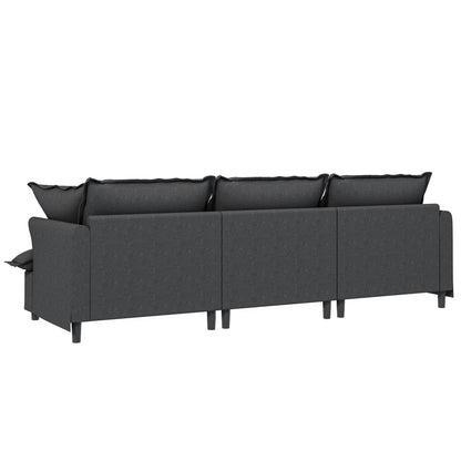 3 Seat Sofa Module For Modular Sectional Wide Seat Cloud Couch With Throw Pillows Upholstered - Gray