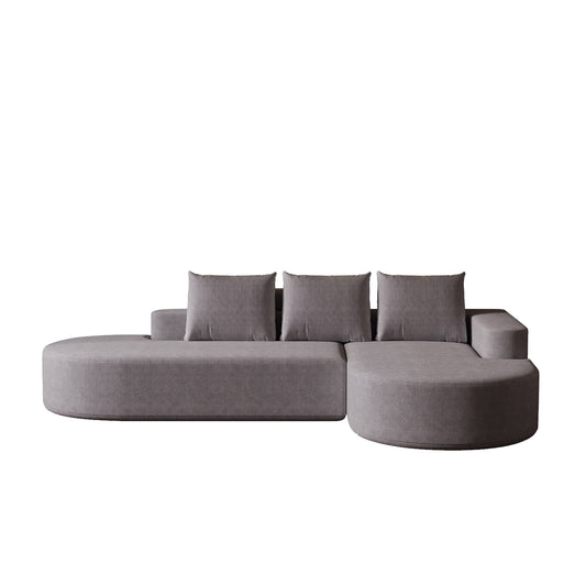 Modern Curved Sofa, L-Shaped Modular Sectional Set With 3 Pillows