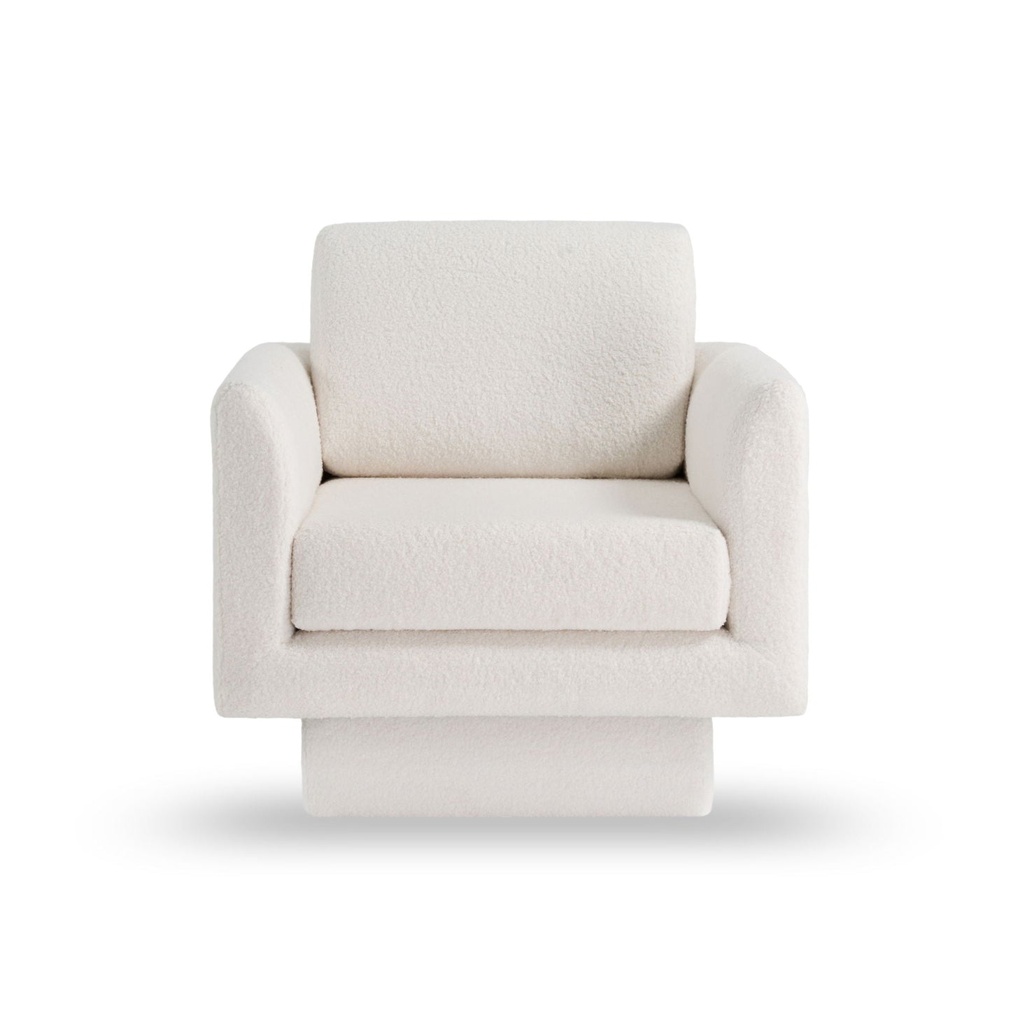 360° Modern Swivel Accent Chair Round Armchair, Thick Padded Single Lounge Sofa Upholstered Comfy - Cream