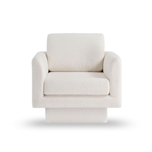 360° Modern Swivel Accent Chair Round Armchair, Thick Padded Single Lounge Sofa Upholstered Comfy - Cream