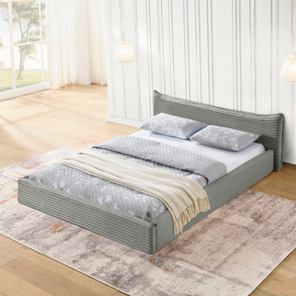Modern Upholstered Bed Frame With Curved Headboard