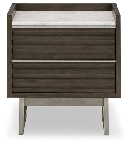 Arkenton - Two Drawer Night Stand - Grayish Brown / White