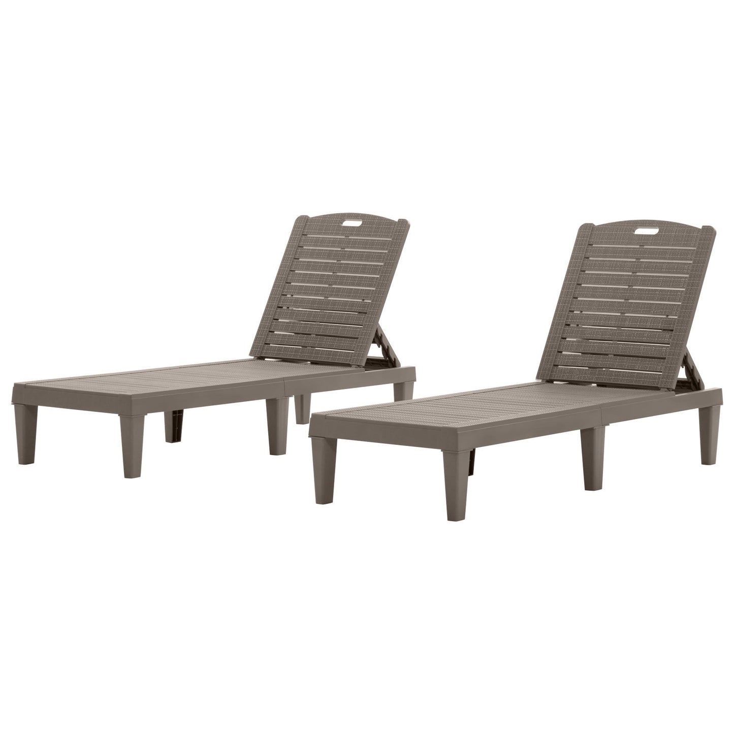 2 Piece Outdoor Chaise Lounges With Adjustable Backrest