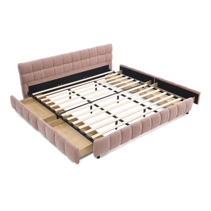 Modern Platform Bed Frame With Thick Fabric