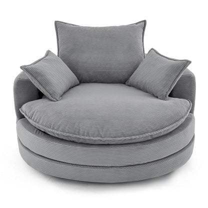 360° Swivel Accent Barrel Chair With Dual Layer Cushion And 3 Removable Pillows