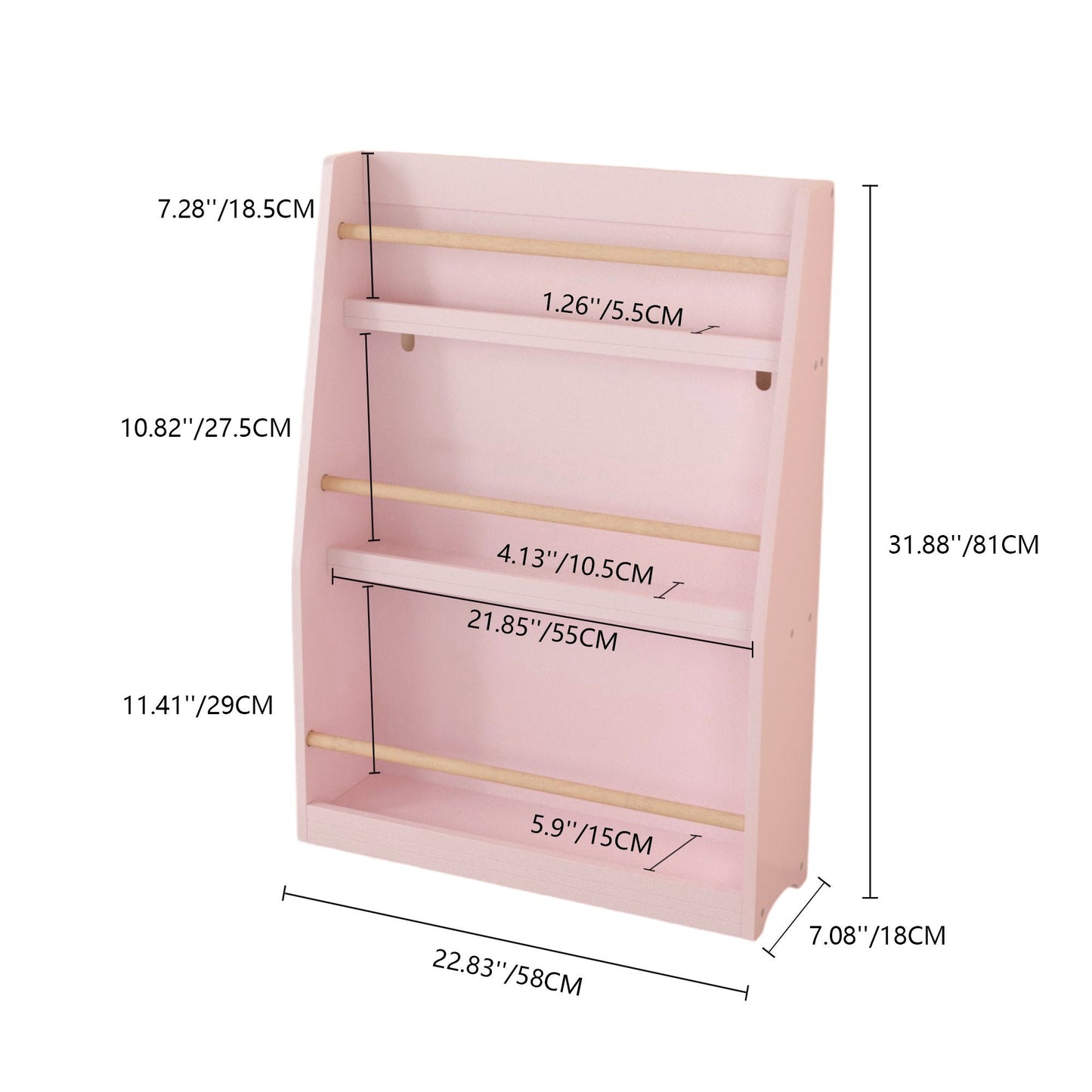 3 Tier Book Shelf, Compact Storage For Bedrooms