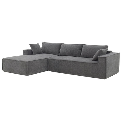 2 Pices Free Combination Minimalist Style Modular Sectional, Wrinkle Resistant Couch Set L Shaped Compressed Sofa For Living Room - Gray