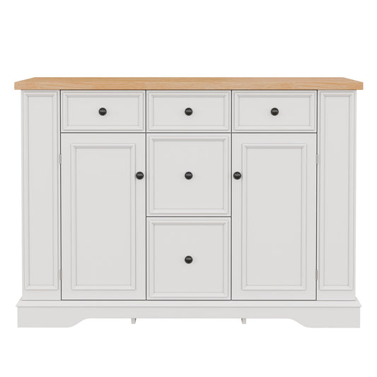 Sideboard Buffet Cabinet With 5 Drawers, 2 Cabinets, Adjustable Shelves
