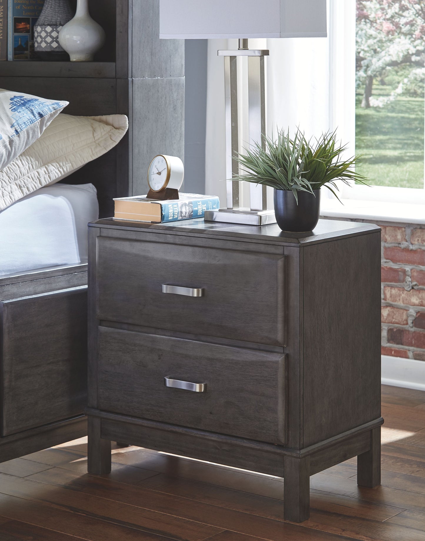 Caitbrook - Two Drawer Night Stand - Gray