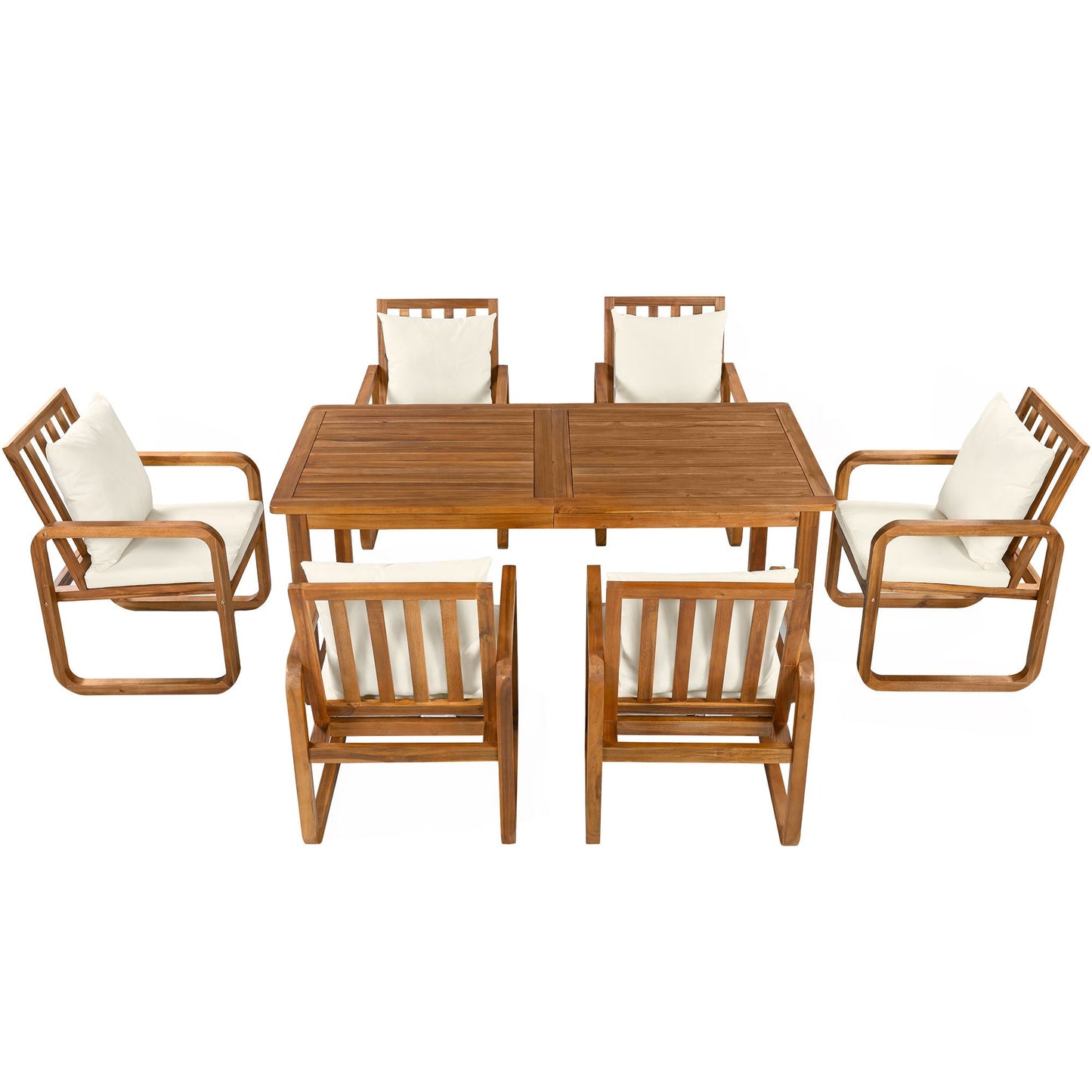 7 Piece Outdoor Patio Dining Set With Removable Cushions